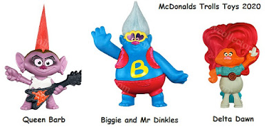 McDonalds Trolls Toys 2020 Queen Barb Delta Dawn and Biggie and Mr Dinkles