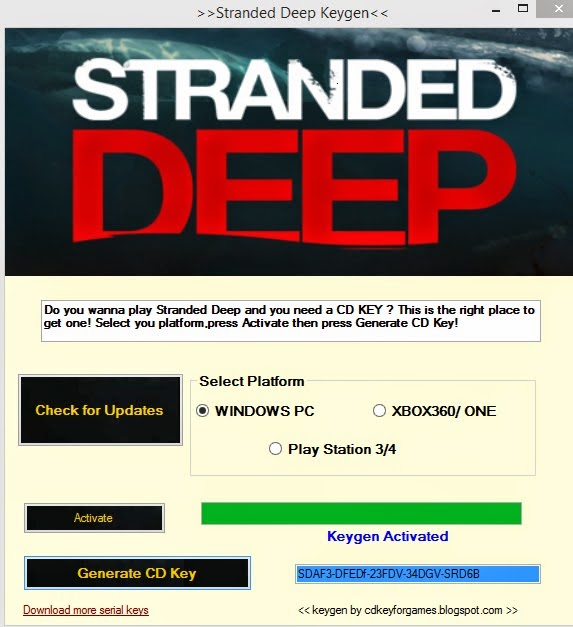 stranded deep free generator key