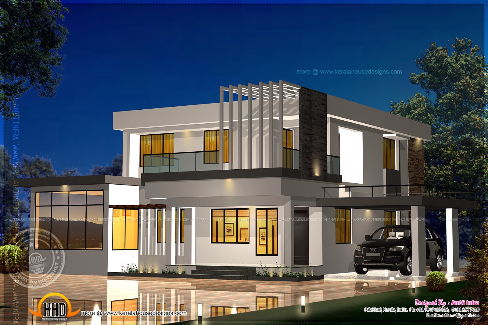  Elevation  and floor  plan  of contemporary  home  Indian 