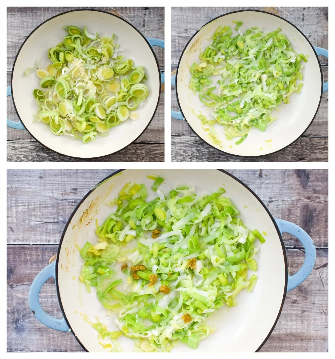 Making Creamy Leek Pasta - Step 1 - cooking the leeks.