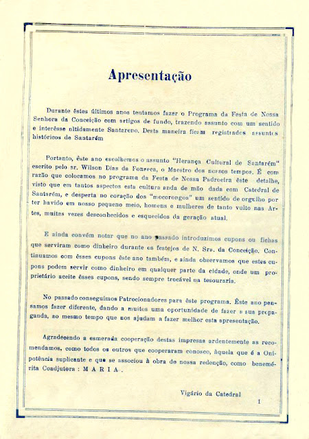 PROGRAMA DA FESTA DE NOSSA SENHORA DA CONCEIÇÃO - 1967 - PAG 1