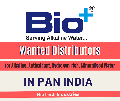 Wanted Distributors, Super Stockist & C&F for Alkaline, Antioxidant, Hydrogen-rich, Mineralised Water in Pan India