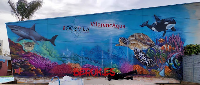 graffiti fondo marino tortuga tiburon orca vilarencaqua