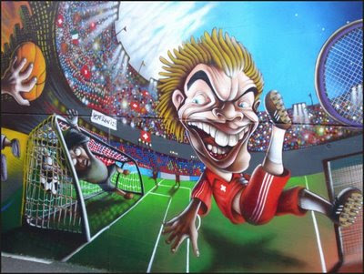 Graffiti Mural Football Player Cartoons