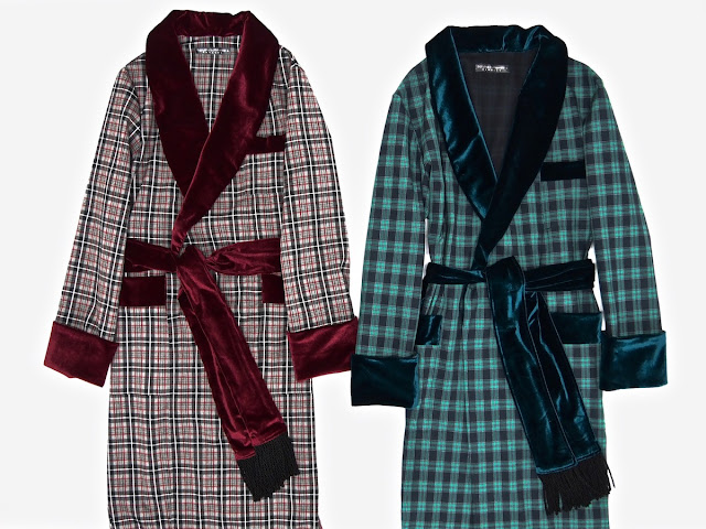 Mens english vintage dressing gown luxury morning robe gents smoking jacket