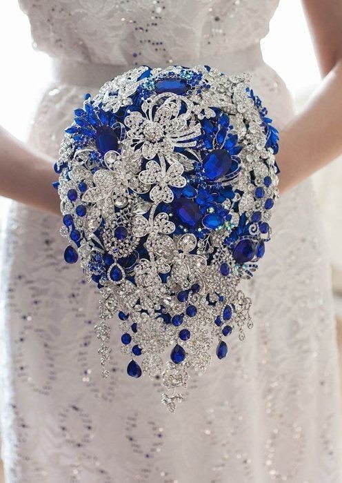 Beautiful and elegant royal blue wedding bouquet
