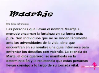 ▷ Significado del nombre Maartje