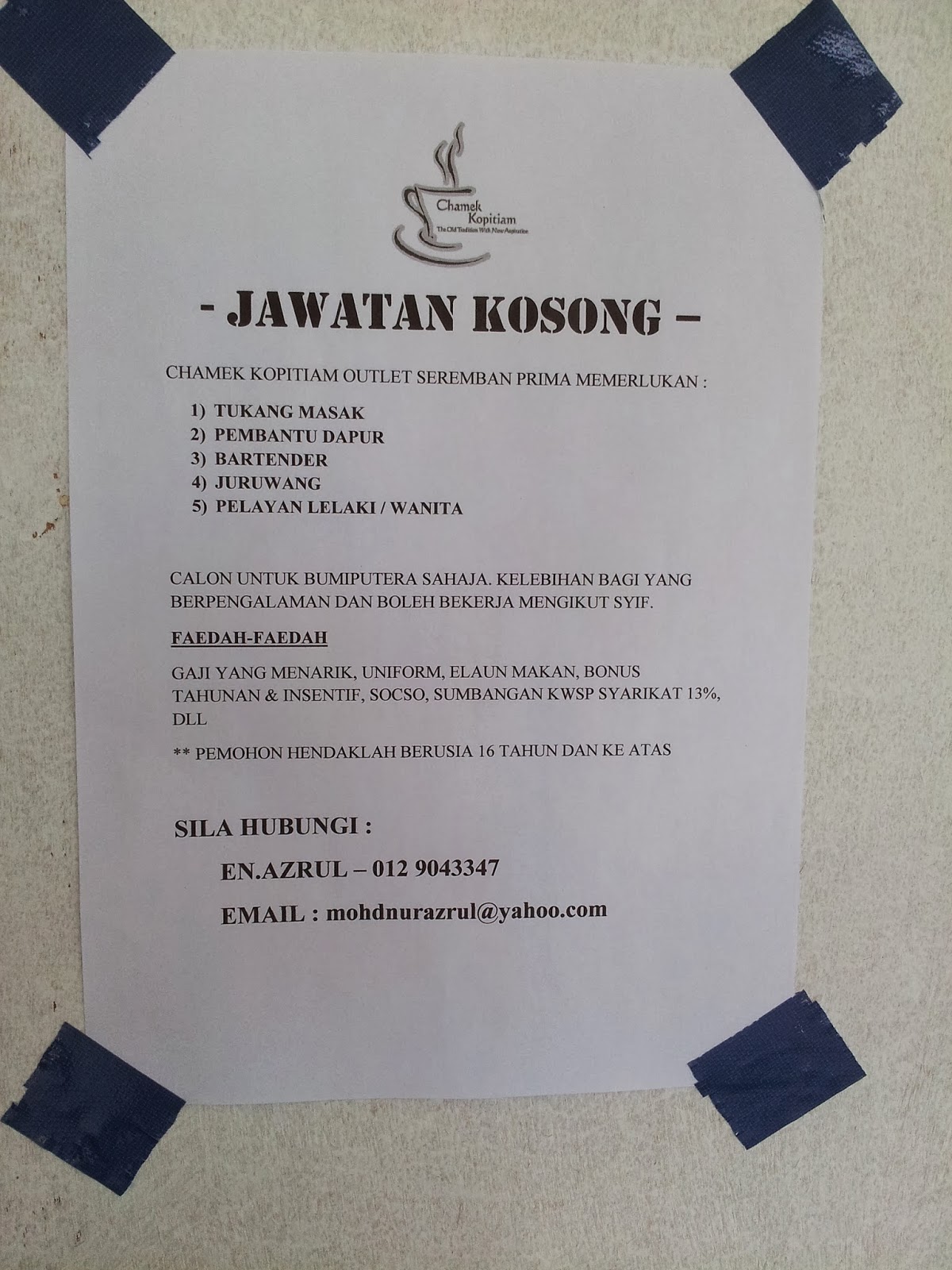 Jawatan Kosong Pembantu Dapur  Desainrumahid.com