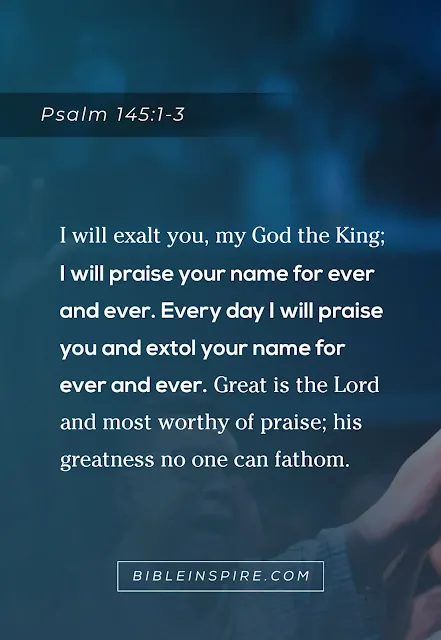 Worshipers praise God, reflecting the message of Psalm 145:1-3. This scripture is a beautiful example from the bible verses that talk about prayer as a form of praise and worship.