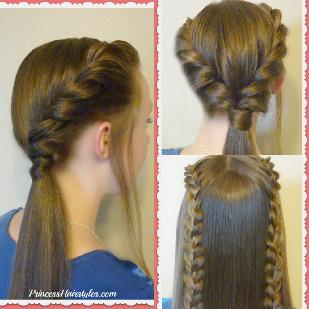 Image of Double twisted ponytails hairstyle for school photos