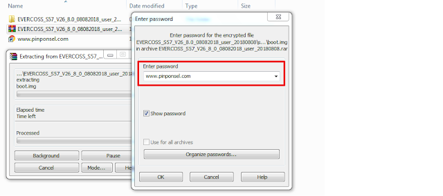 Masukkan password pada saat ekstrak file firmware