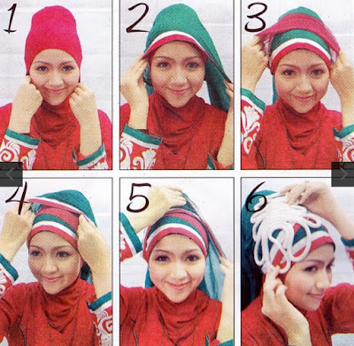 tutorial model hijab wisuda segi empat dua warna terbaru