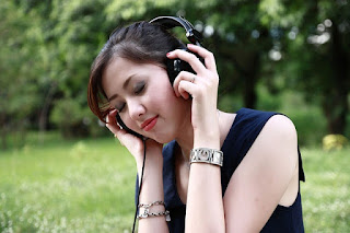 woman listening to music