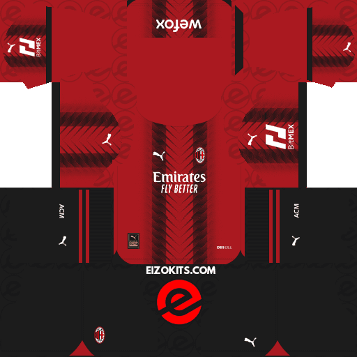 AC Milan 2023-2024 Kits Released By Puma - Dream League Soccer Kits (Home)