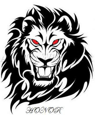 Tattoo design with lion head drawing. Labels: Tattoo Design