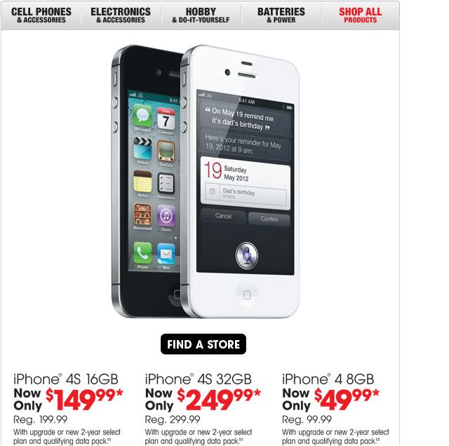 Radio Shack Offering Cheaper iPhone 4S