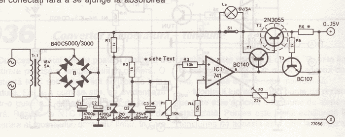 Adjustable Stabilized Power Supply 0-15V / 5A