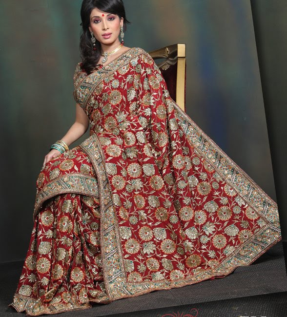 Red Color Pure Crape Bridal Saree Wedding season is at the door and lovely