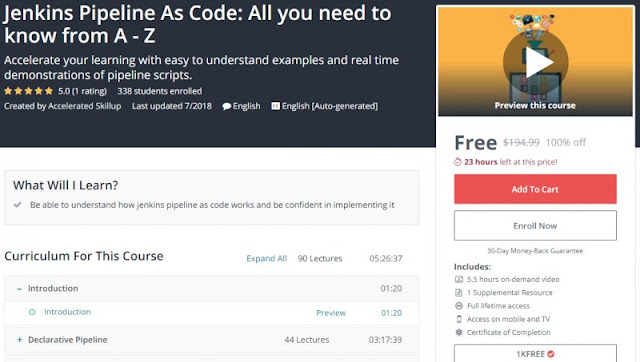 [100% Off] Jenkins Pipeline As Code: All you need to know from A - Z| Worth 194,99$ 