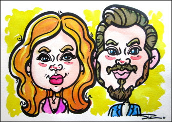 Couple colour caricature