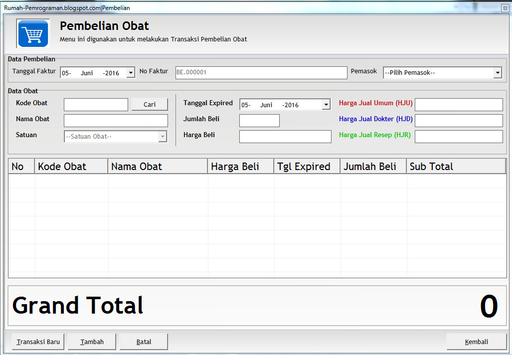 Aplikasi Pembelian Barang Dengan Visual Basic 6.0