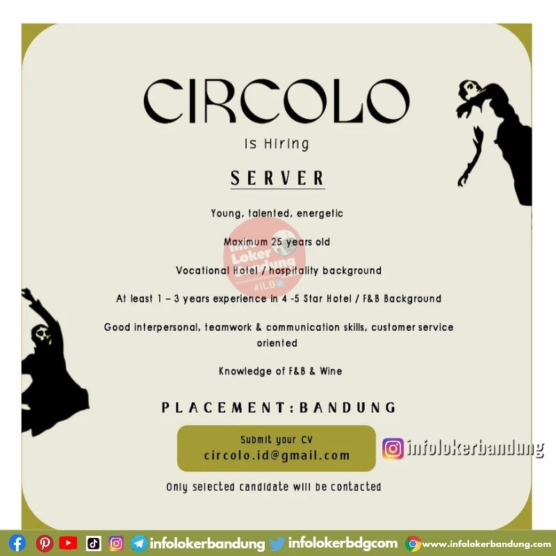 Lowongan Kerja Circolo Restaurant & Bar Bandung Oktober 2022 IG: @infolokerbandung