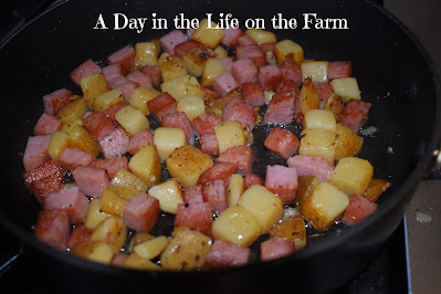 Spam and Potatoes frying