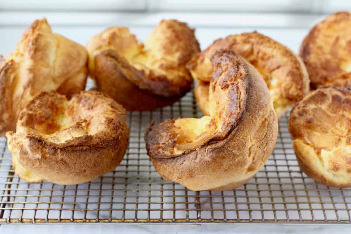 Popovers on a cooling rack.