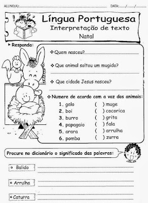 Atividades de natal com interpretação de texto.