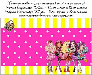 Ever After High Amarillo y Rosa: Etiquetas para Candy Bar para Imprimir Gratis. 