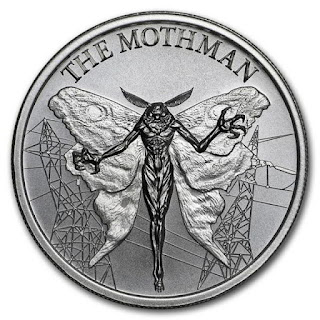 Мотхман из серии Криптозоология, коллекционный раунд с ультра высоким рельефом, 2 унции серебра
