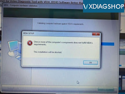 VXDIAG Volvo Computer not Fulfill VIDA Requirements 