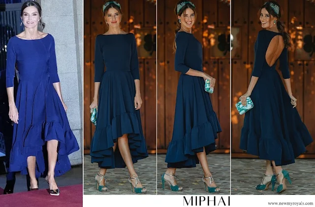 Queen Letizia wore MIPHAI Paris midi Dress in Navy