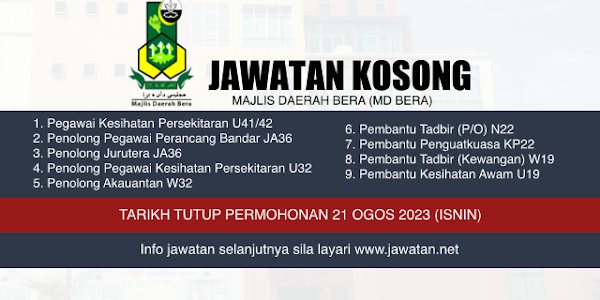 Jawatan Kosong Majlis Daerah Bera (MD Bera) 2023