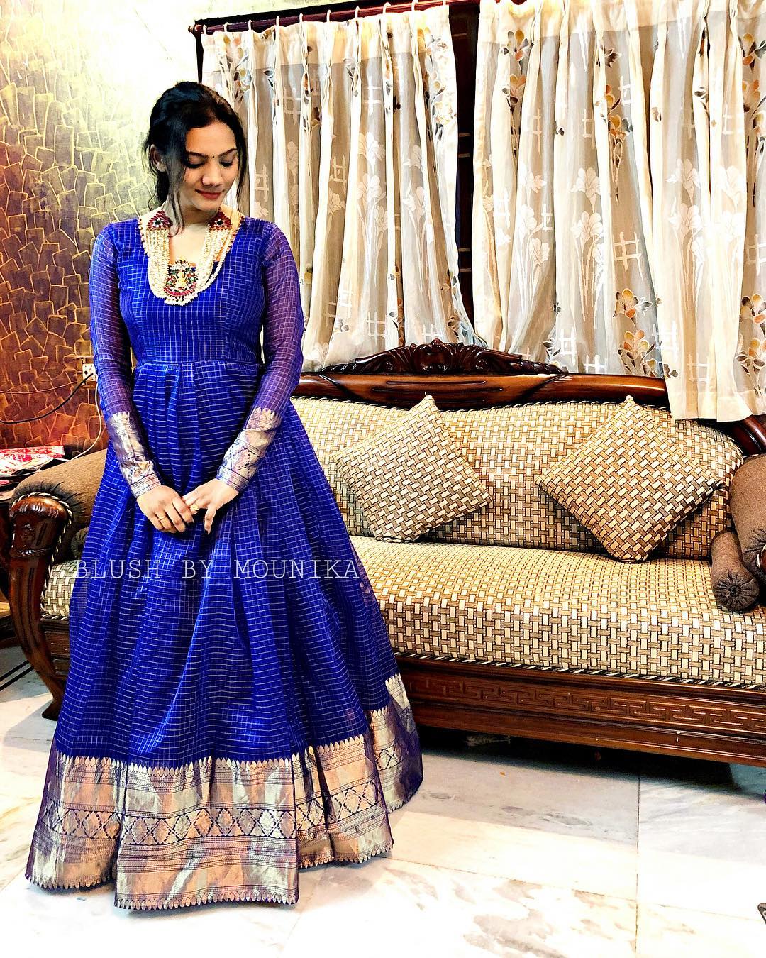 Old saree one piece | Anarkali dress pattern, Long dress design, Long gown  design