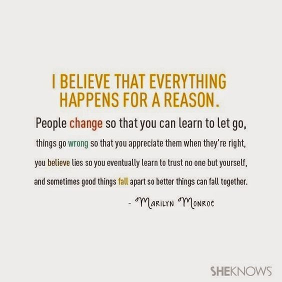 Wise Quotes by Marilyn Monroe - Everything Happens for a Reason