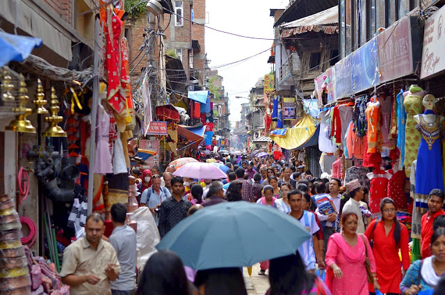 Crowd at Kathmandu, Nepal which is densely populated city of Nepal