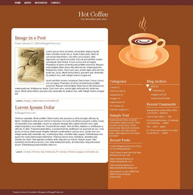 HotCoffee Blogger Template screenshot