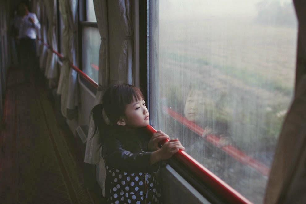 night train little girl portrait