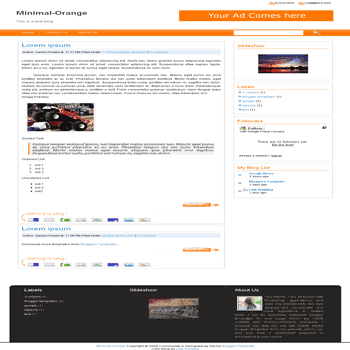 free minimal orange blogger template