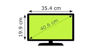 ukuran tv 16 inch berapa cm