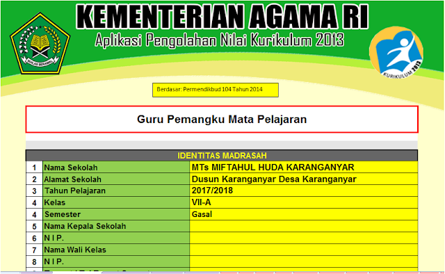 Aplikasi penilaian kurikulum 2013 MI