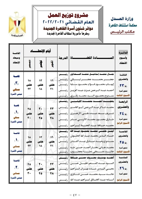 (16) دوائر شئون أسرة القاهرة الجديدة  ( ٢٠٢٢ )  مقرها  مأمورية إستئناف القاهرة الجديدة