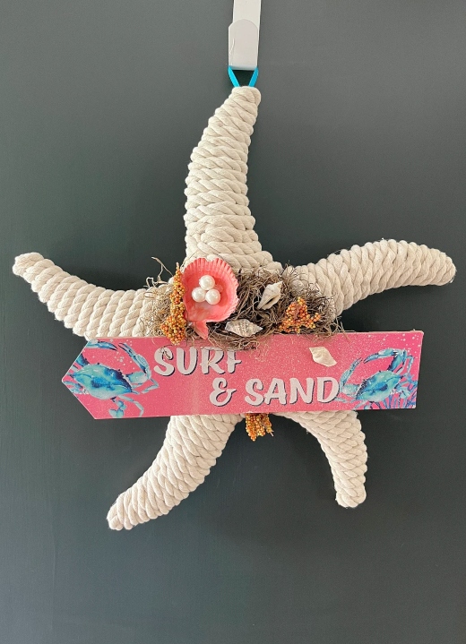 Rope Wrapped Starfish Shaped Wire Frame Wreath