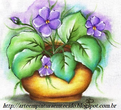 Pintura em Tecido Flores violetas
