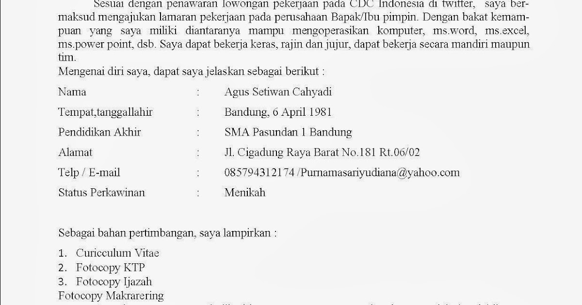 Contoh curriculum vitae ~ KESAMBET