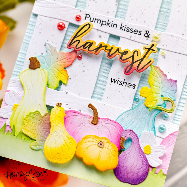 Colorful, Pumpkin Harvest, Card,Honey Bee Stamps,how to,handmade card,Stamps,ilovedoingallthingscrafty,stamping, diecutting,cardmaking,heartfelt harvest,Ink Blending,Rainbow Inspired,