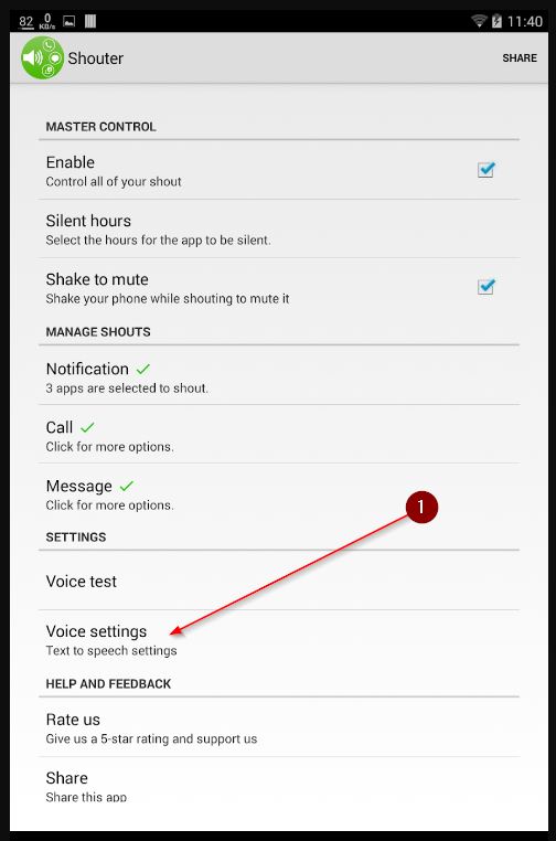 voice settings untukatur karakter suara di aplikasi shouter