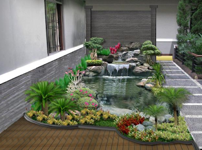 Model Taman Minimalis Dengan Kolam Ikan