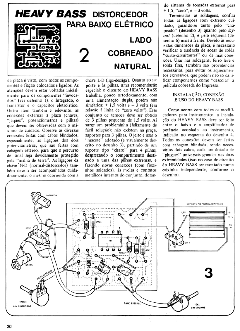 Divirta-se com a Eletrônica Vol 26  maio - 1983 PROLONGADOR SUSTAINER para GUITARRA  &  Vol 49  março - 1985 DISTORCEDOR PARA BAIXO ELÉTRICO